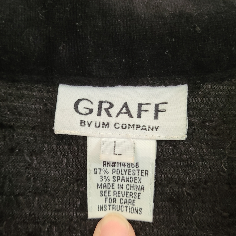 Graff Black Teddy Soft Floral Vines Embroidered Gold Leaf Open Cardigan Large - Picture 7 of 10